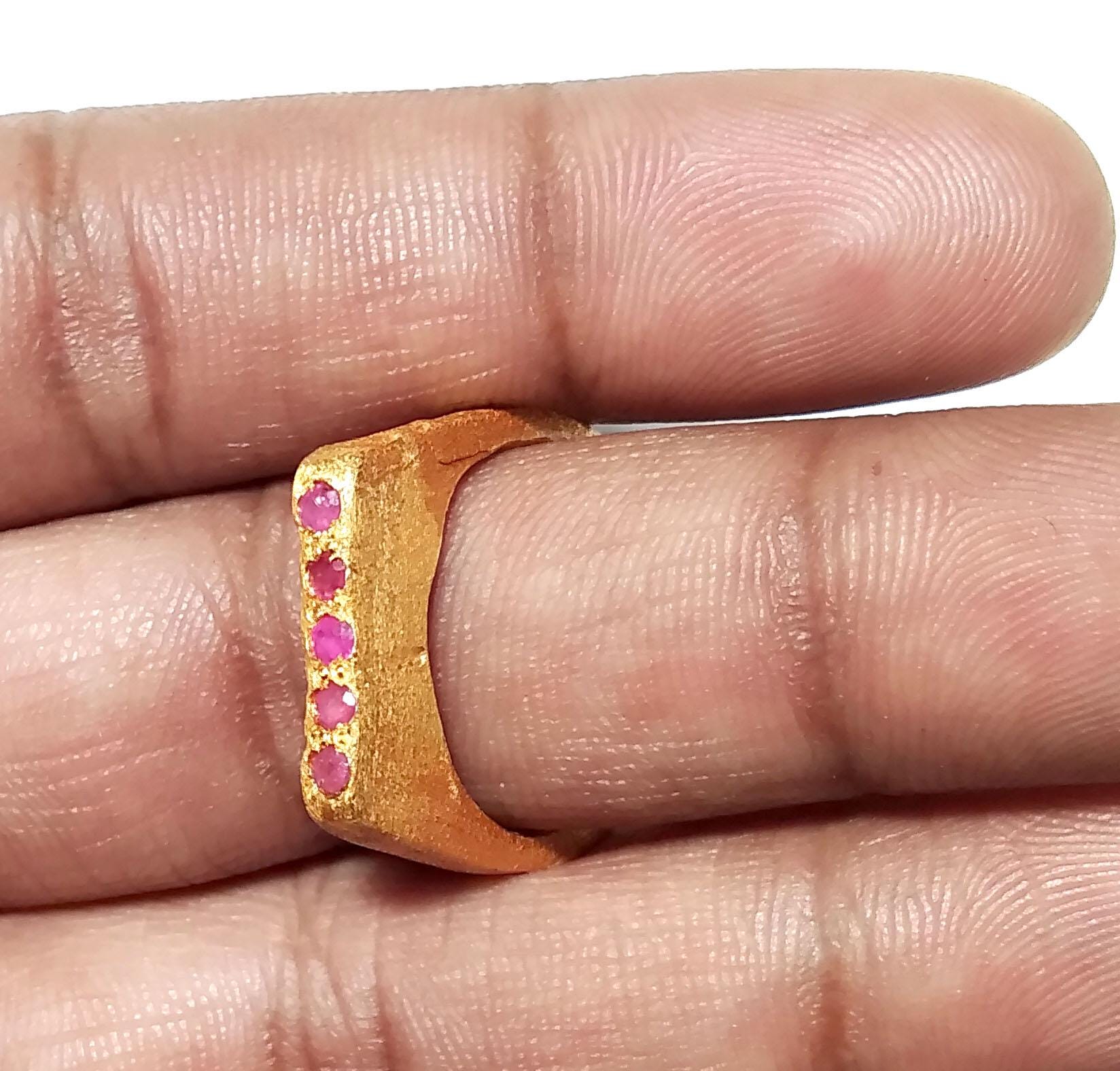 Natural Red Ruby Ring, Solid 925 Sterling Silver Gold Plated Ring, Beautiful Red Ruby Silver Ring, Engagement Ring, For Gift Birthday Ring